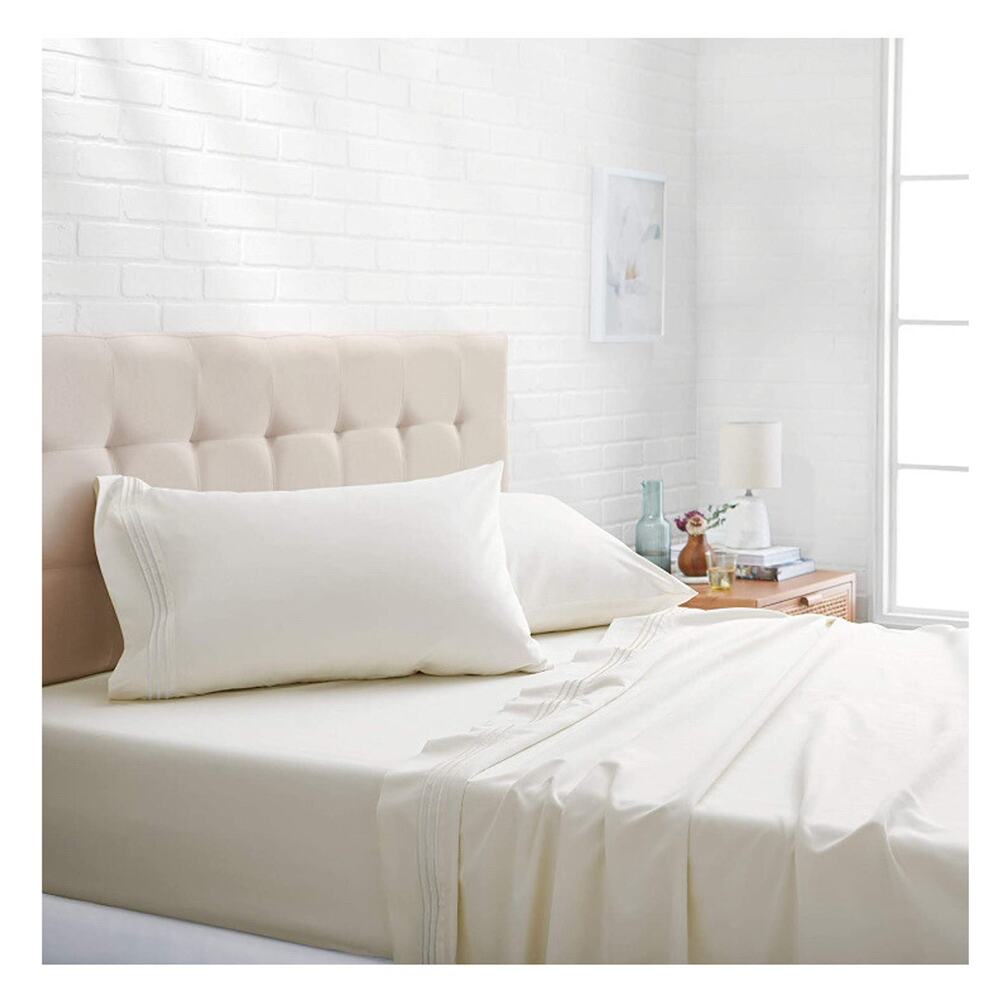 Amazon Basics Premium Sheet Set Embroidered Hotel Stitch Soft Easy Wash Micro - Picture 4 of 5